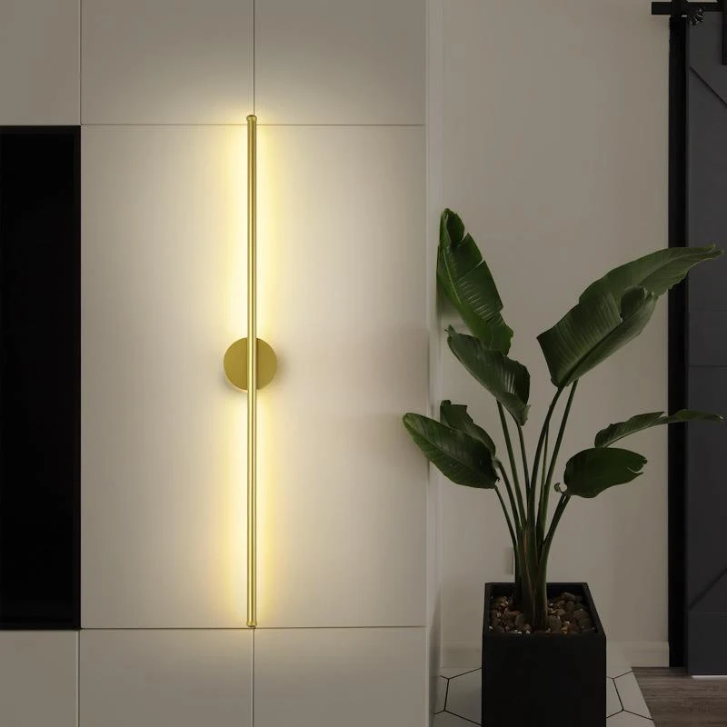 Moderna lampada da parete a LED in alluminio nero oro 60cm di lunghezza striscia luminosa per camera da letto comodino soggiorno divano Backwall decorazione per interni