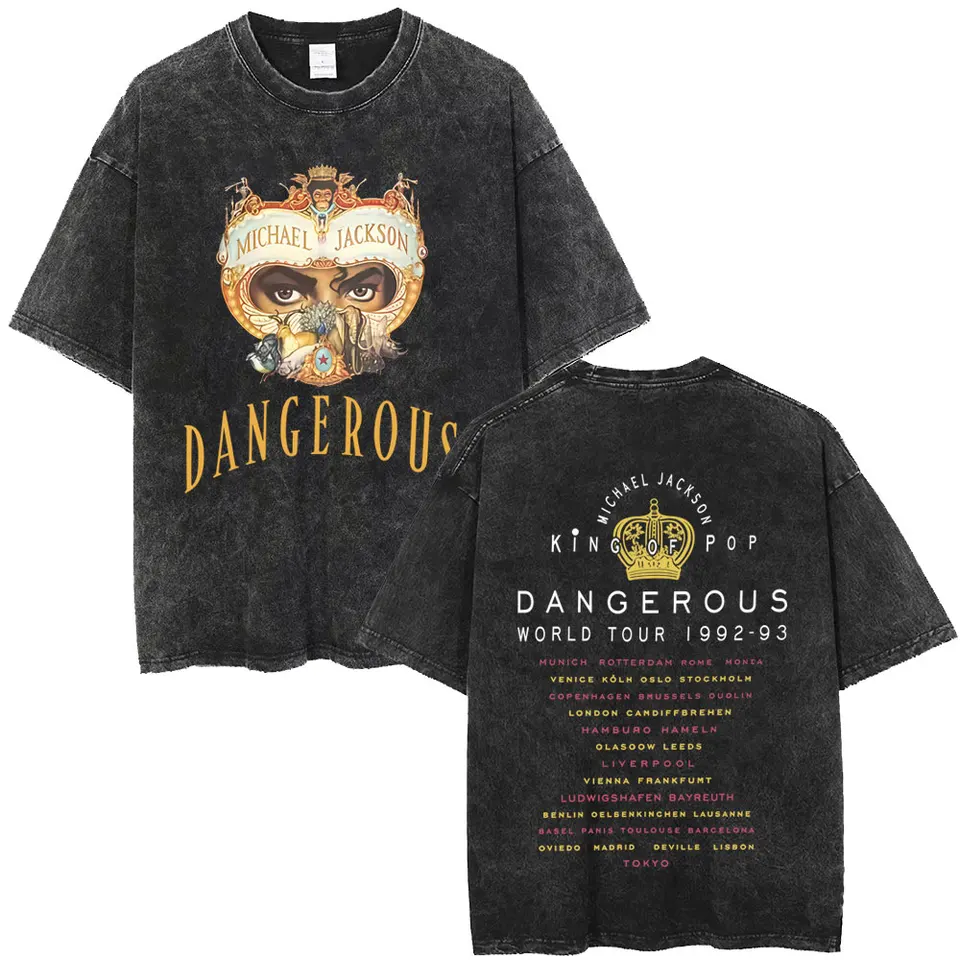 Washed Vintage Michael Jackson King of Pop Dangerous World Tour T
