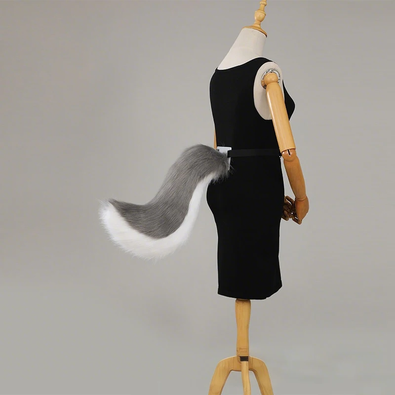 Queue de loup en fourrure faite à la main pour fille, accessoires de Cosplay en peluche, queue de chien en fausse fourrure, queue d'animal Lolita Cos, fête d'halloween, jeu de rôle pour enfants