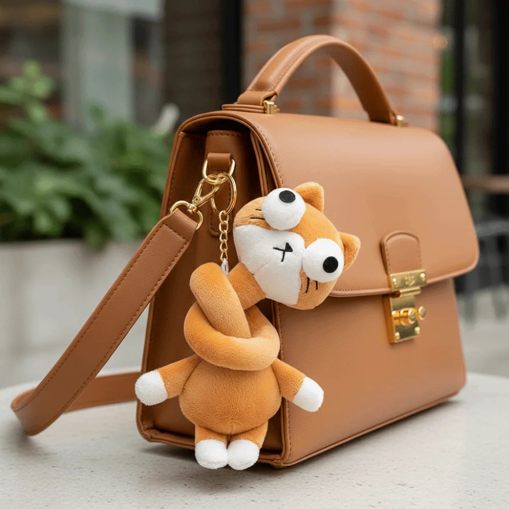 

Funny Design Long Neck Cat Keychain Cute Style 40CM Sheep Bag Pendant Creative Gift White Color Schnauzer Pendant