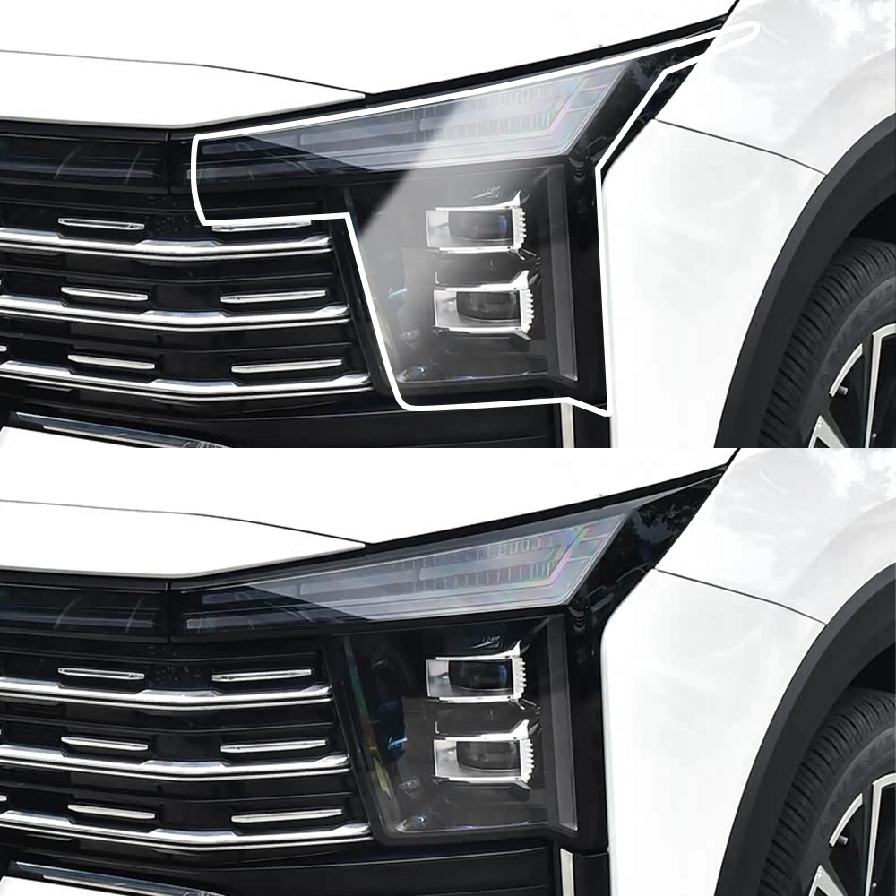 

For JAC JS8 Pro/Sehol X8 2024-2026 Smoke Black High-Gloss Pre-Cut TPU Car Headlight Protective Film PPF Anti-Scratch Vinyl Film