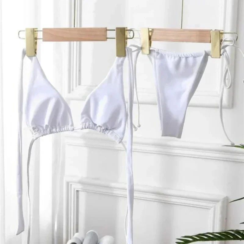 مثير رفع مجموعة البكيني ضمادة النساء ملابس السباحة الرسن مايكرو Biquini البرازيلي ملابس الصيف ثوب السباحة 2024 Mujer الأبيض