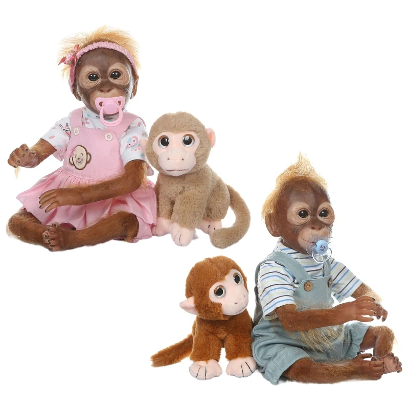 20.5 inch 52 for cm Baby Dolls Lovely Monkey for Doll Soft Silicone Cotton Body Comfortable Mohair Realistic Kids