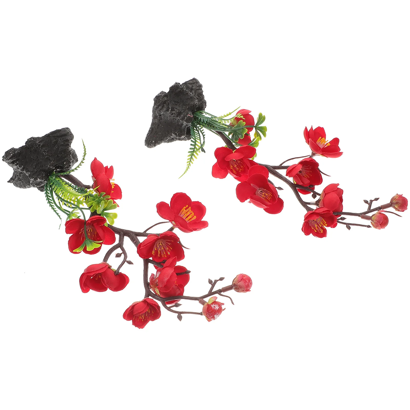 2 Pcs Plum Blossom Platter Decoration Japanese Cold Dish Sushi Restaurant Simulation Flower Dish Adornment Artificial Wood Red