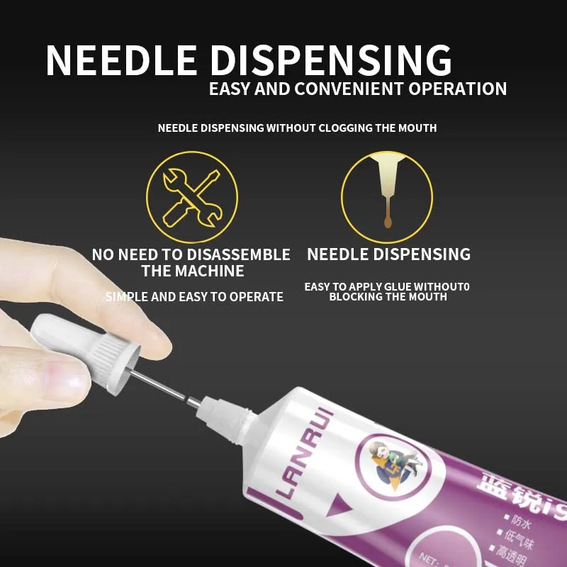 LANRUI i9 أسود/شفاف غراء ناعم نشط للهاتف المحمول والكمبيوتر المحمول وشاشة LCD الغطاء الخلفي إصلاح الغراء مانع التسرب مقاوم للماء