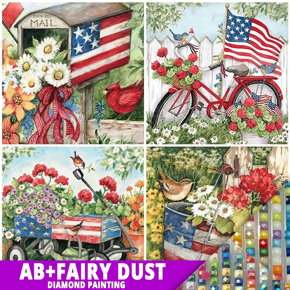 AB Fairy Dust Diamond Painting 5D Garden Embroidery Scenic Mosaic Rhinestones Cross Stitch Home Decor Full Drill DIY Crafts