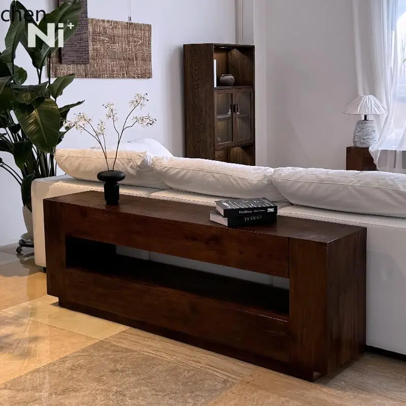 YFY TV Cabinet Floor-standing Retro Entryway Decorative Cabinet Homestay Solid Wood Side Cabinet