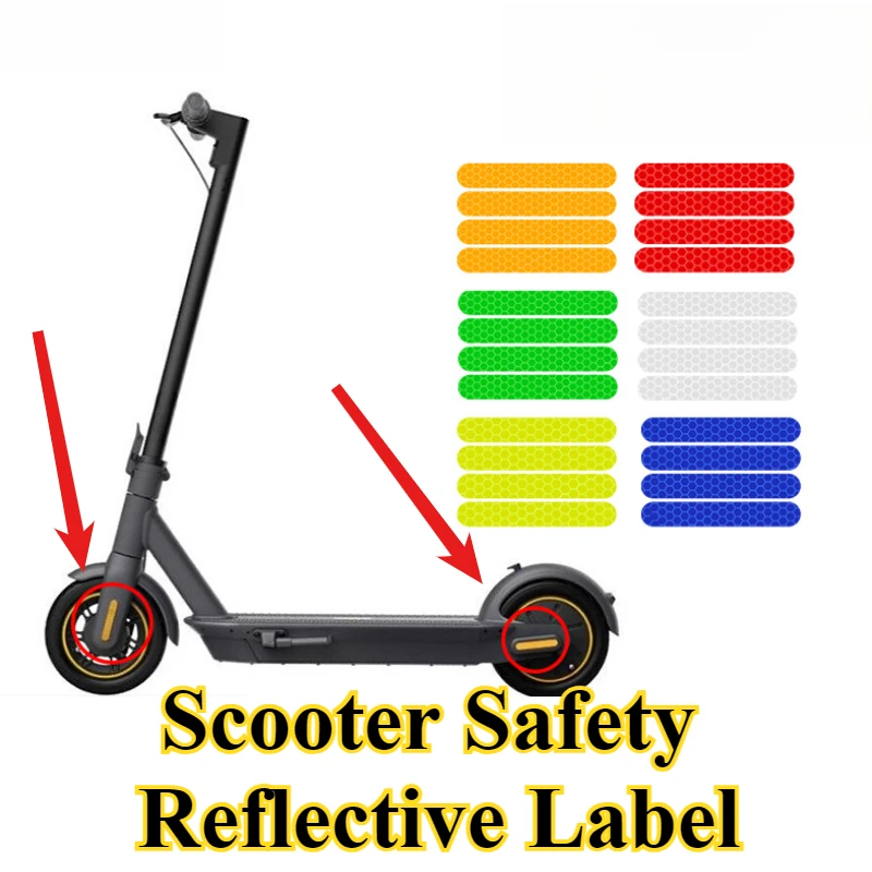 10pcs/set Electric Scooter Reflective Stickers Night Safety Stickers Safe Riding Reflect Light Noctilucent Scooter Accessories