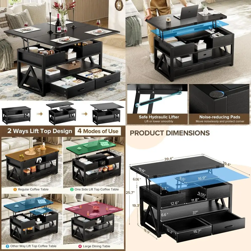 

Многофункциональный журнальный столик в стиле фермерского дома с ящиками для хранения и потайными отделениями