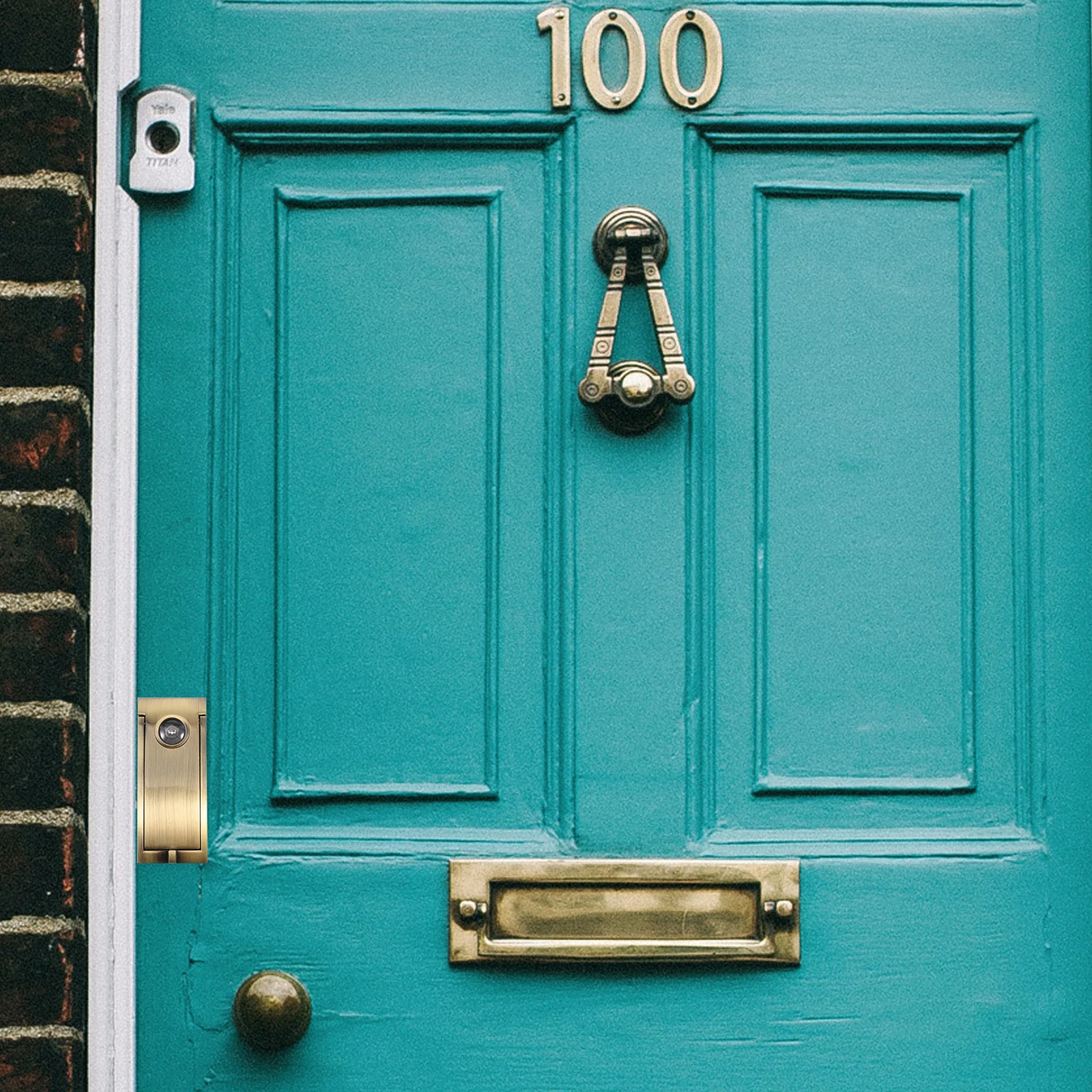 

Security Door Knocker with Peephole Zinc Alloy Front Door Knocker for Household Entrance Sturdy Modern Square Shape Design