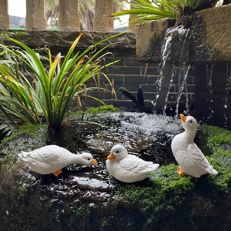 Mini Duck Goose Resin Craft Ornament Set Micro Landscape Decor For Home Garden Potted Plant