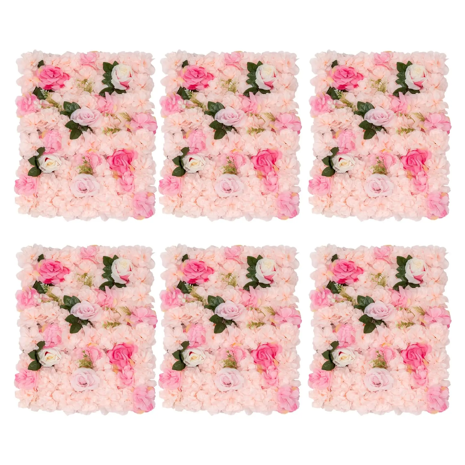 

DNYSYSJ Rose Wall Backdrop Artificial Flowers 6PCS 23.62" x 15.75" x 0.79" Lifelike 3D Wall Panels Pink Flowers Panel Greenery A