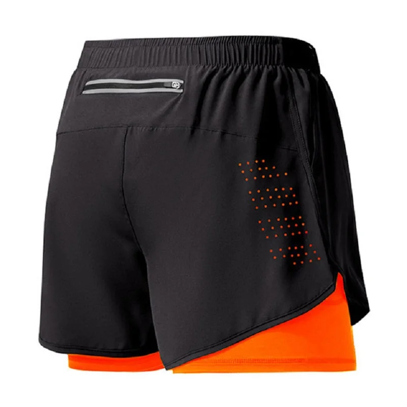 Gym Shorts Men Double-deck Workout Shorts Quick Dry Training Short Pants Fitness Sport Jogging Pants Bottoms Running Shorts Men