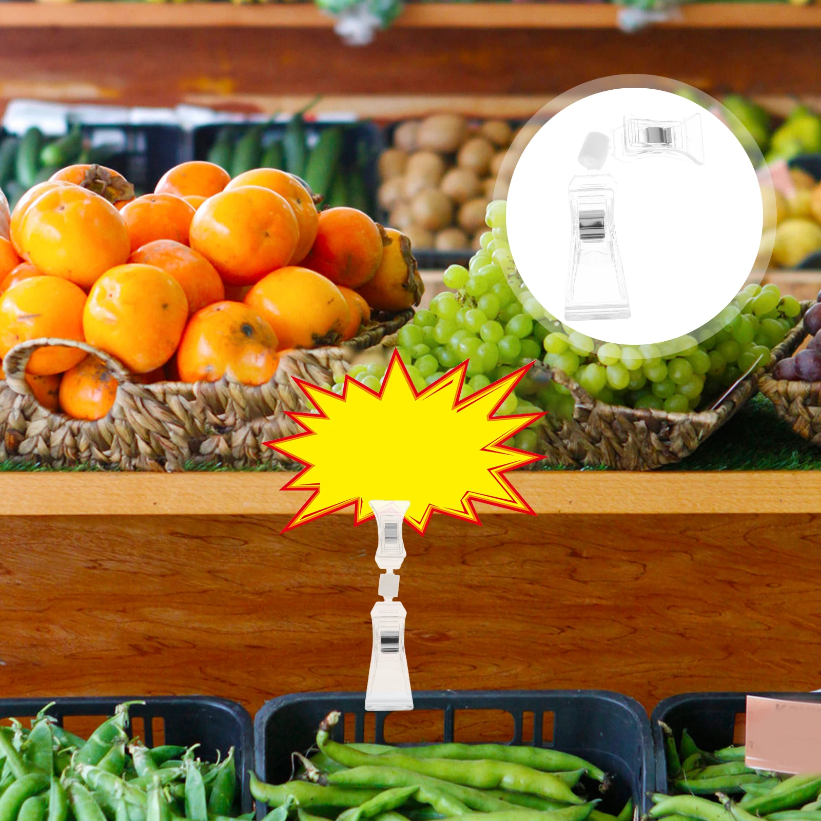 

10 Pcs Universal Clip Clear Sign Clips Bin Signs Holder Shelves Label Clothing Rack Ad Folder Job Display Attachable