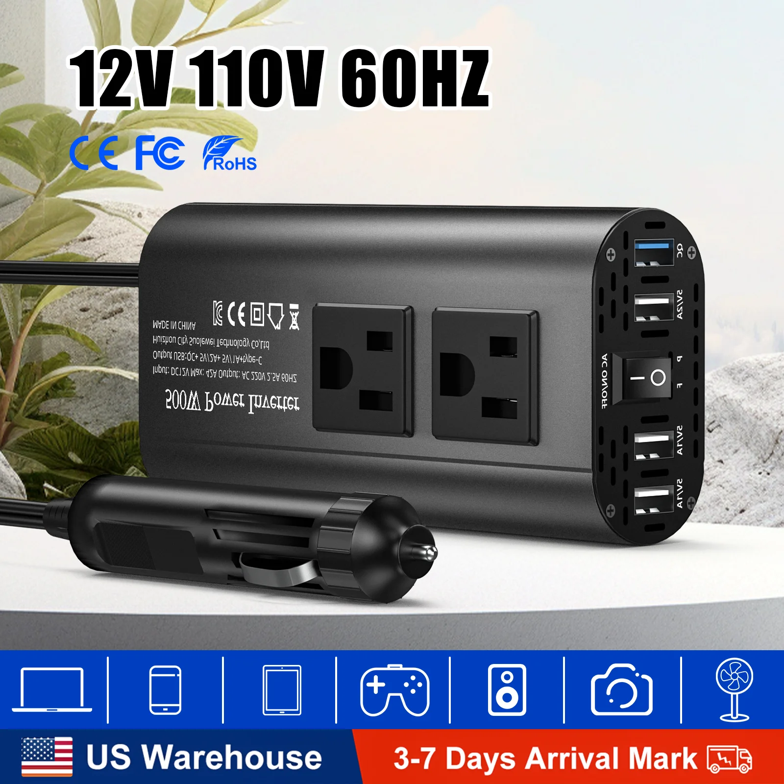 

New Modified Wave Inverter with a power of 500W and a frequency of 60HZ is suitable for portable mobile phones with multiple USB
