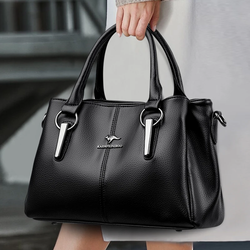 New 3-Layer Large Capacity Women\'s Handbag Luxury Female Tote Bag High Quality Soft Leather Messenger Bolsos Wallet Sac A Main