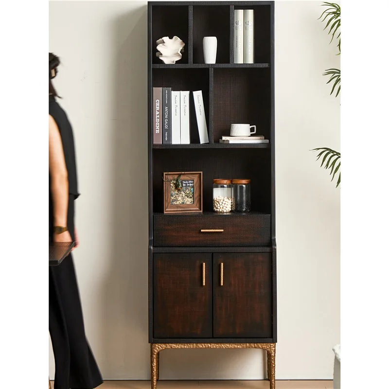 Bharti wood Nordic medieval solid wood bookcase Bedroom expression storage Storage room shelf