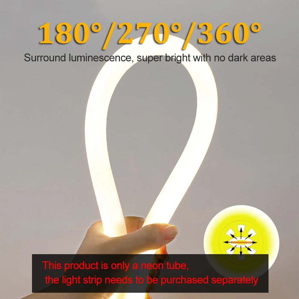 Silica Gel Tube 270° 360° Luminous Flexible Round Silicone Neon IP67 Waterproof For WS2812 WS2811 5050 5/8/10mm LED Strip Light