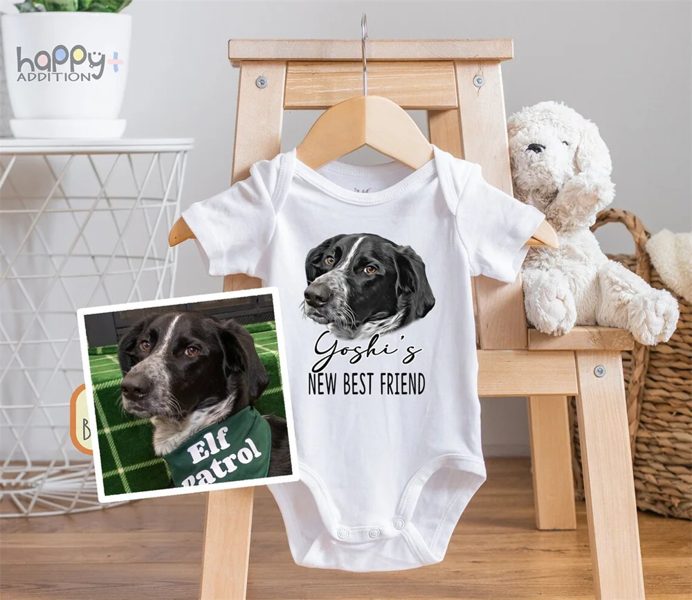 Personalized Dog Baby , Protected by Custom Dog Name, Custom Bodysuits, Baby Girl Gift, Baby Boy Gift, Baby Shower Gift, Reveal,