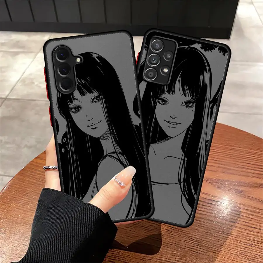 Funny Junji Ito Horror Back Phone Cover Case for Samsung Galaxy A15 A14 A70 Note 20 Ultra 10+ A50 A16 A17 A12 A30 A13