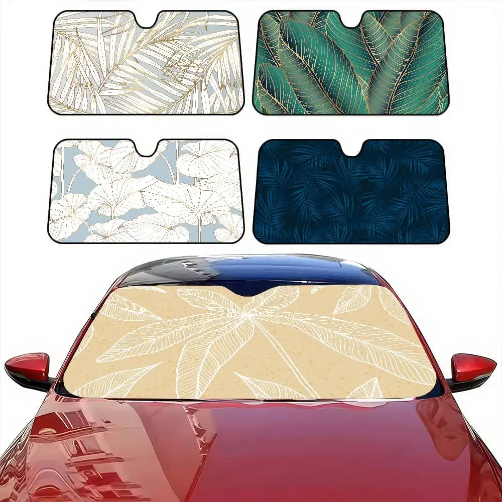 

Vintage Tropical Botanical Art Car Windshield Sunshade - Novelty Cartoon Foil, 70x130cm, Windshield Cover, Keep Car Cool