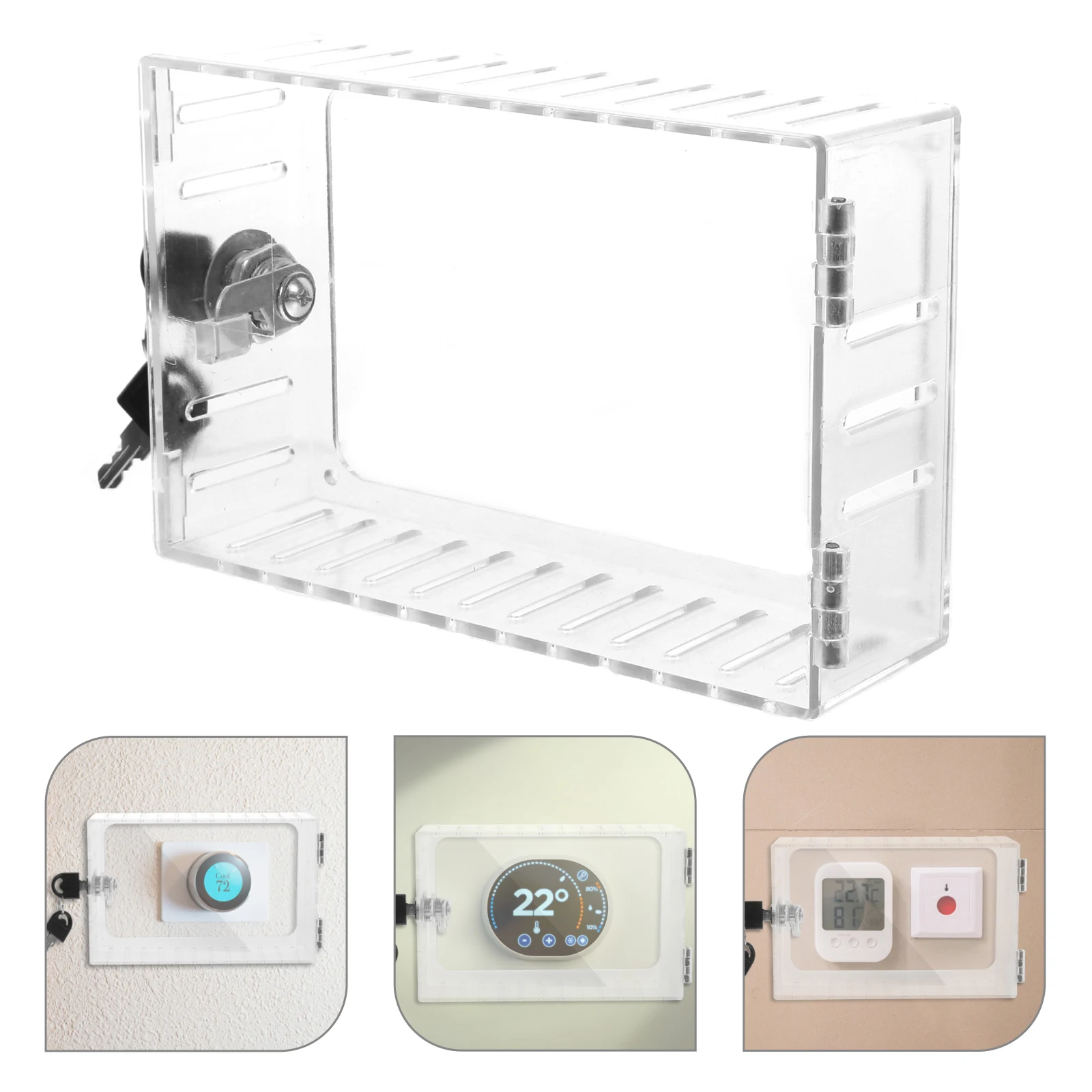 

Transparent Large Protective Cover Lock Box Universal Guard Plastic Wall Clear Thermostat Lock Box Home System