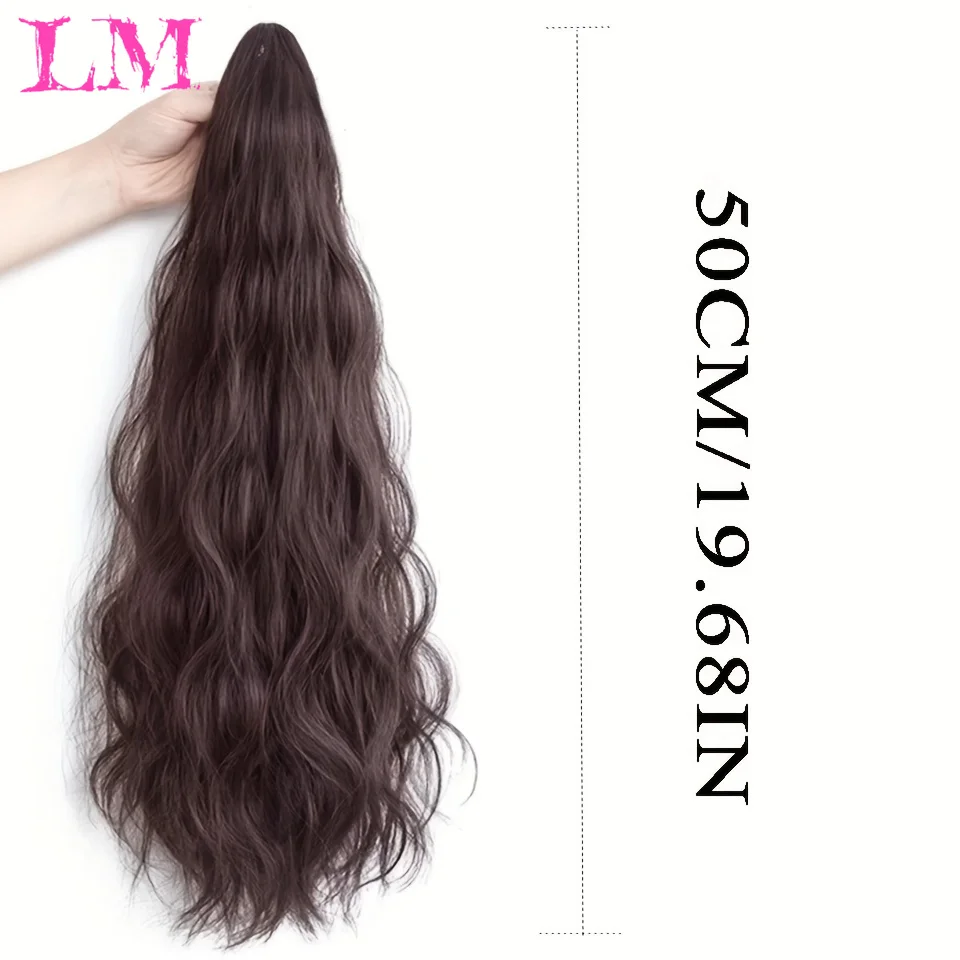 LM Long Smooth Overhead Ponytail Hair Ponytail Claw Clip Hair Extensions Drawstring Curly Wavy Hairpiece Pigtail