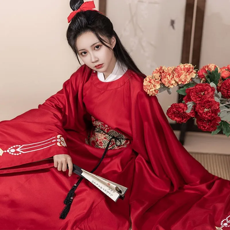 High Quality |Song Style KIRIN round Neck Hanfu Robe Embroidered Large Sleeve Men and Women Jia Baoyu Red Chinese Wang Ye