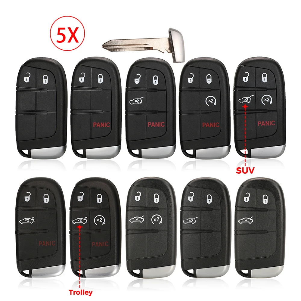 

Jinyuqin 5 шт. 2/3/4/5B для Jeep Grand Cherokee Dodge Ram 1500 Journey Charger Dart Challenger Durango Fiat Smart Key Case Shell