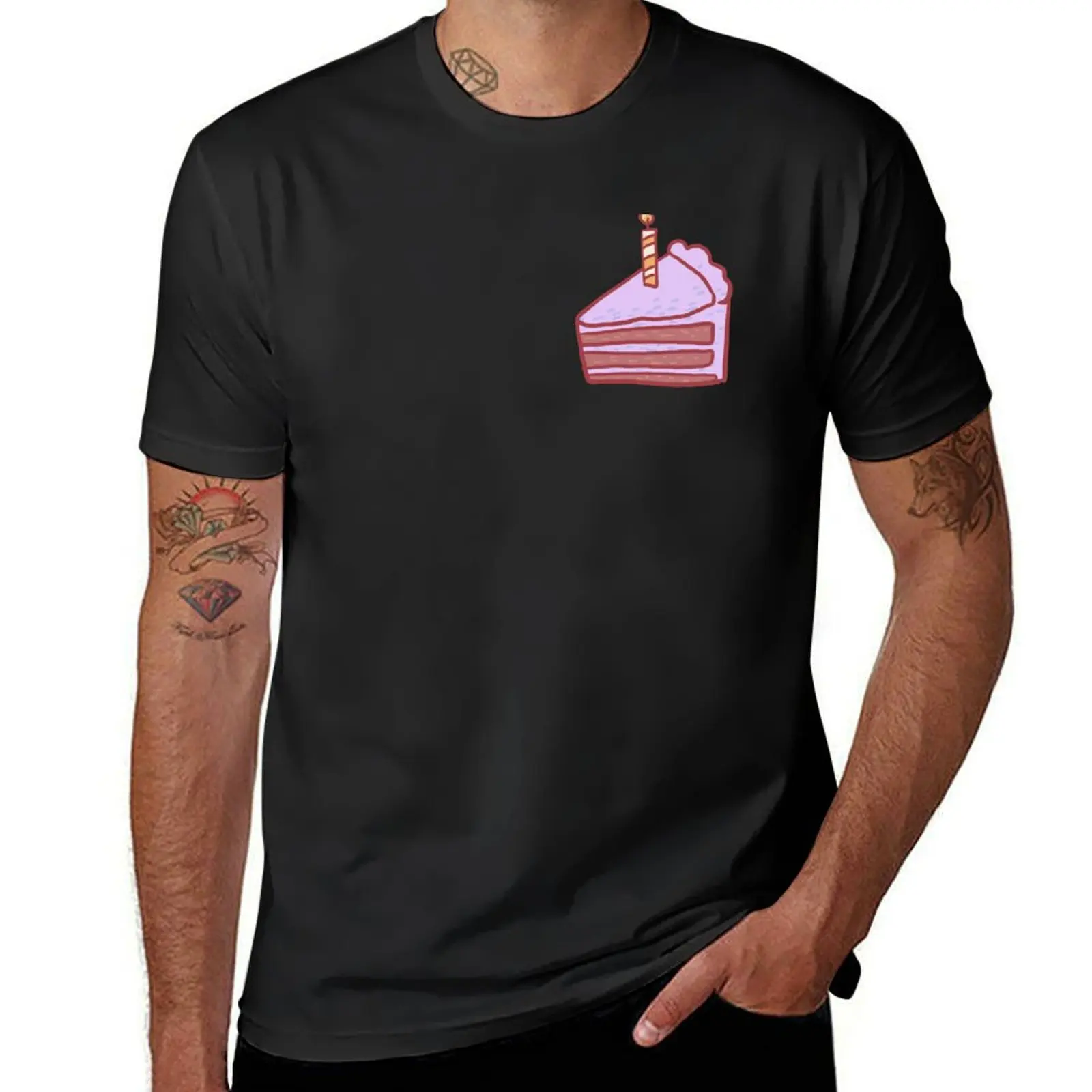 Cake slice illustration T-Shirt korean fashion funnys mens graphic t-shirts hip hop