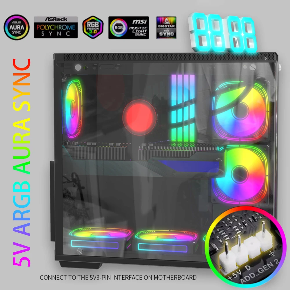 Universal Memory Heat Sink 5V 3PIN ARGB AURA Sync Memory Module Cooler DDR3 DDR4 DDR5 RAM Heatsink Radiator for Desktop PC