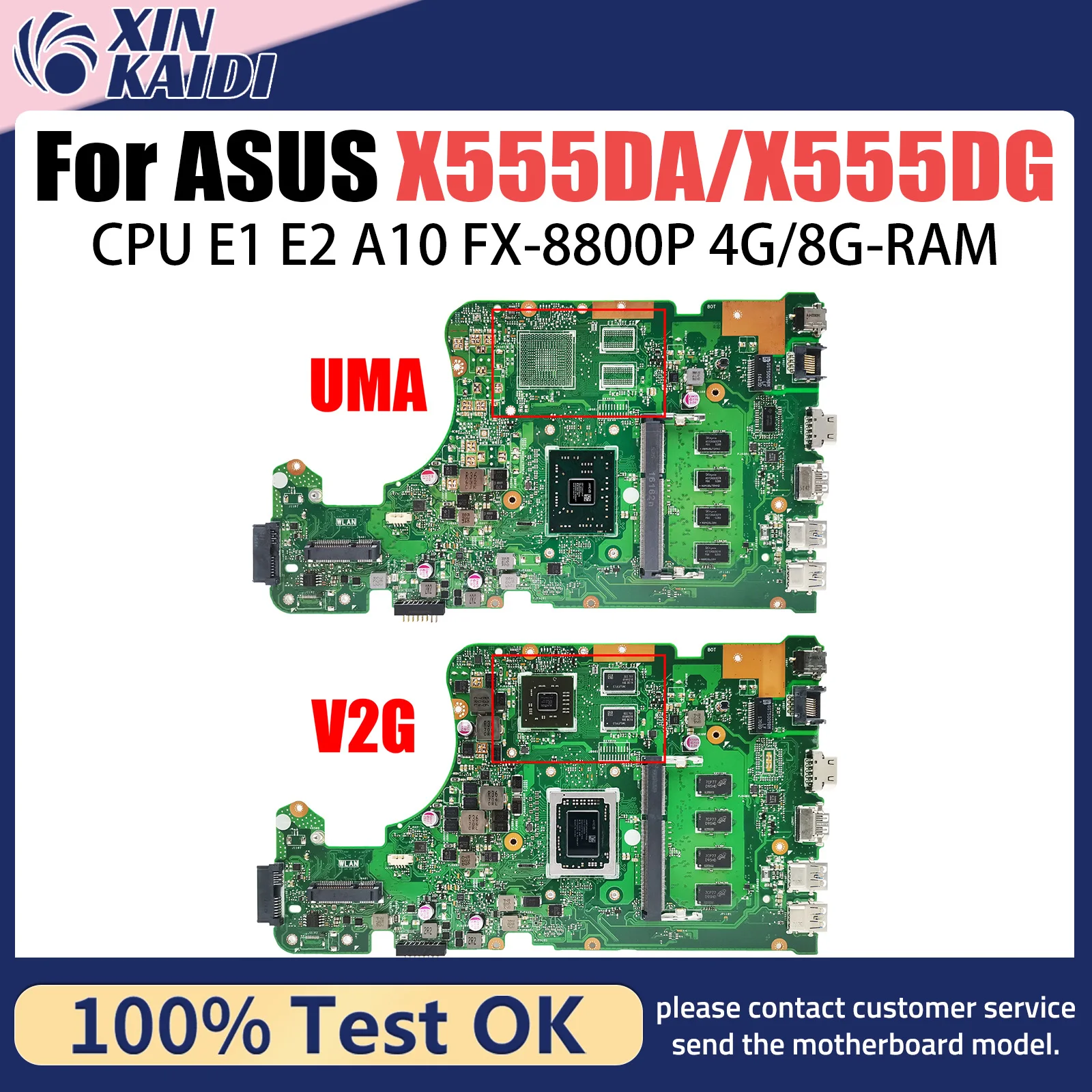 X555D Motherboard Geeignet für Asus X555DG X555DA X555YI Motherboard Mit E1 E2 A10 FX-8800P RAM 2G 4G 8G-RAM