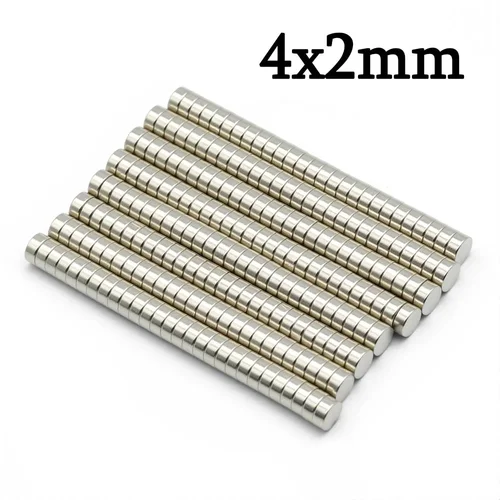 Imagen 1 del producto Imán de Neodimio Redondo Superfuerte de 4 mm x 2 mm, Imanes Potentes N35, Imán Permanente Pequeño de NdFeB para Refrigerador, 4x2