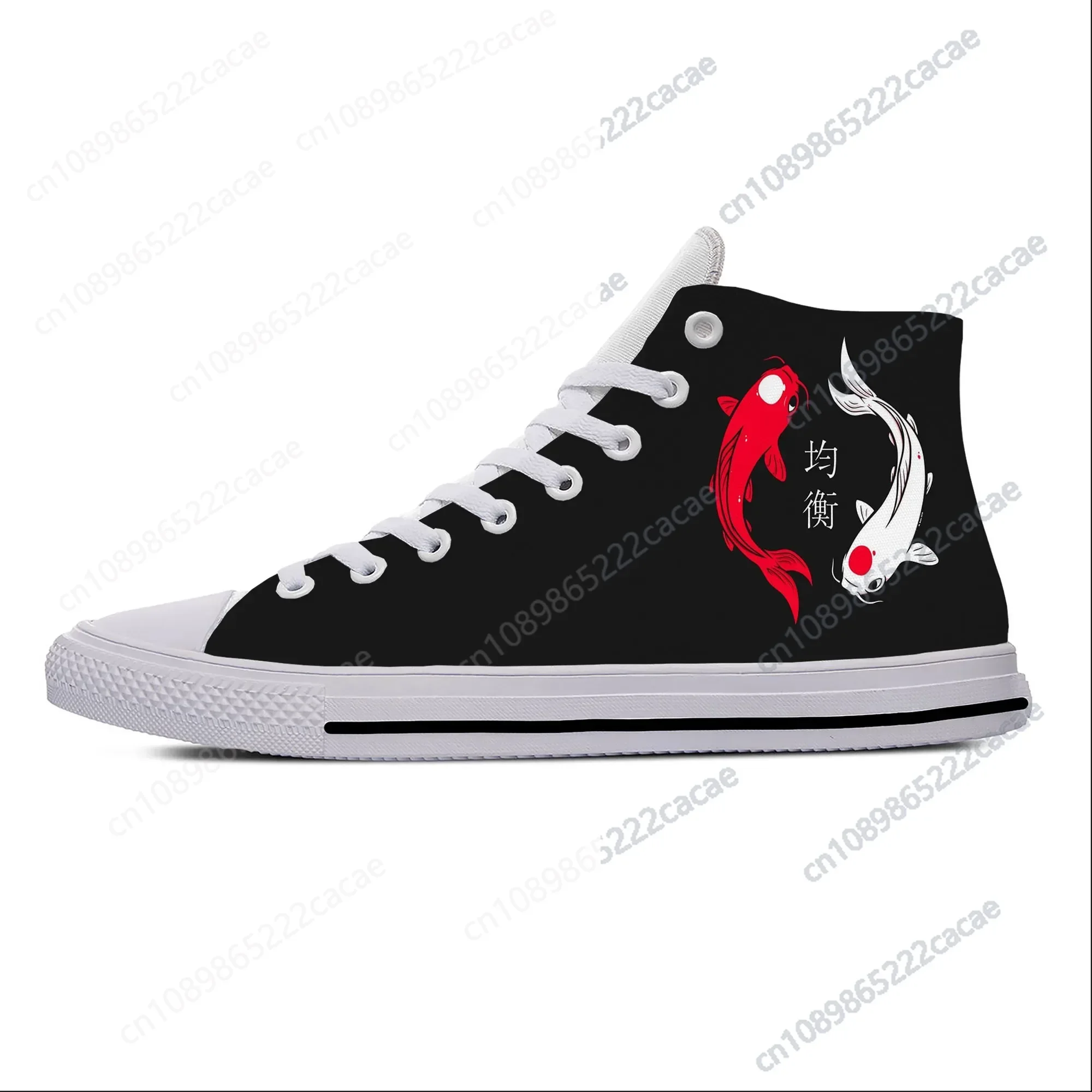 

Summer Hot Anime Manga Cartoon Koi Fish Carp Funny Casual Shoes High Top Men Women Fashion Sneakers High Top Classic Board Shoes