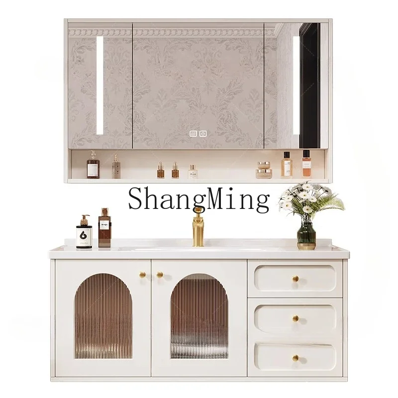 

CL кремовый дубовый шкаф для ванной комнаты, комбинированная керамическая встроенная раковина, умывальник, лицевой шкаф, туалет, умывальник