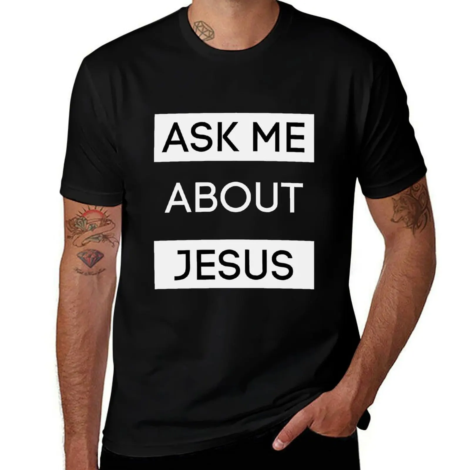 Ask Me About Jesus T-Shirt Light Athletic Short Sleeve Tee Shirt