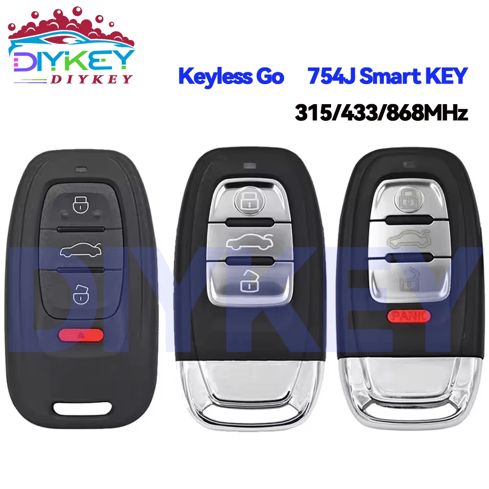 

315/433/868MHz PCF7945AC Chip 754J 754D/H/F/C/B Keyless Entry Go Remote Key Conrol For Audi A4 A5 A6L A7 Q5 A4L A8L