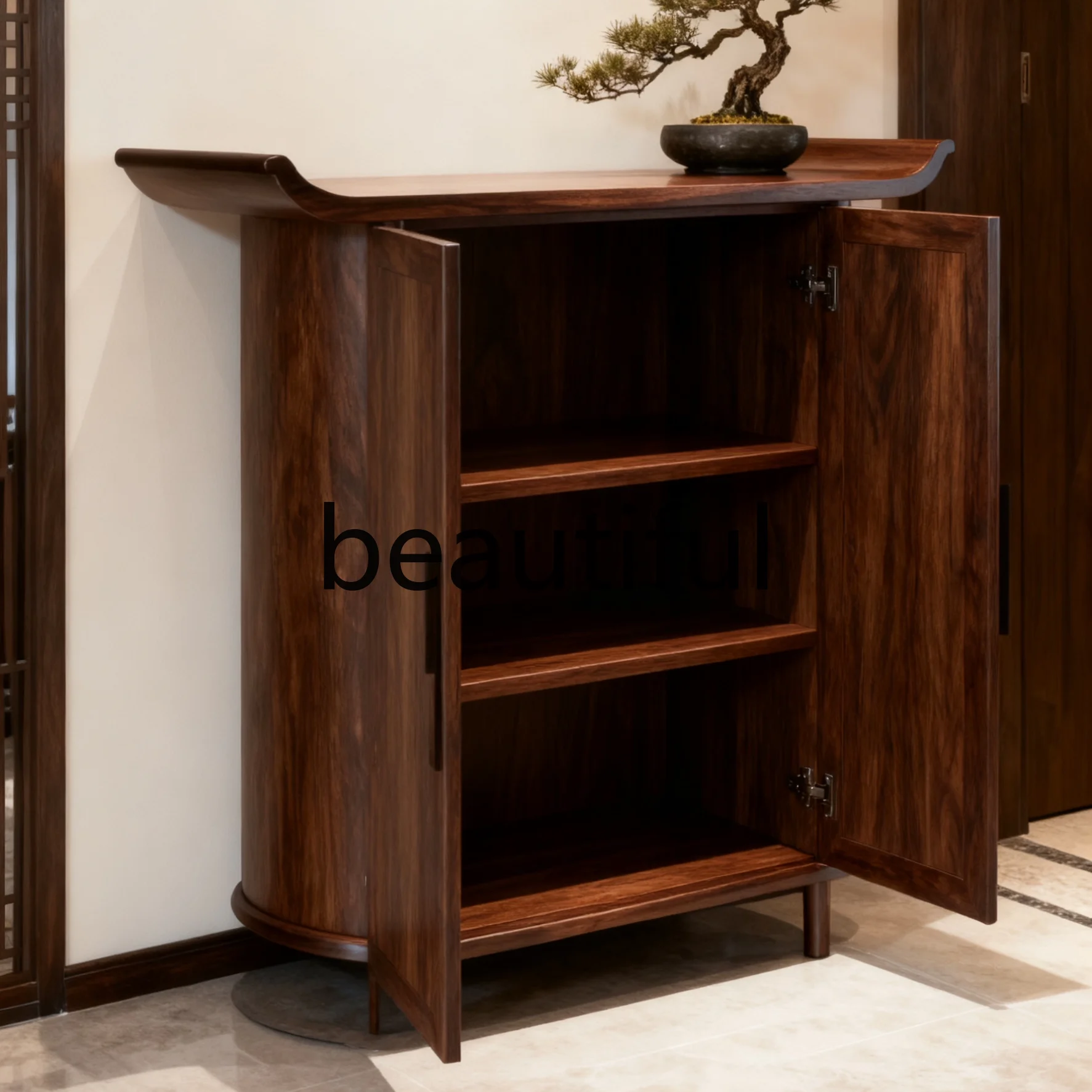 New Chinese style, entrance hall, antique art semicircular arc entrance cabinet