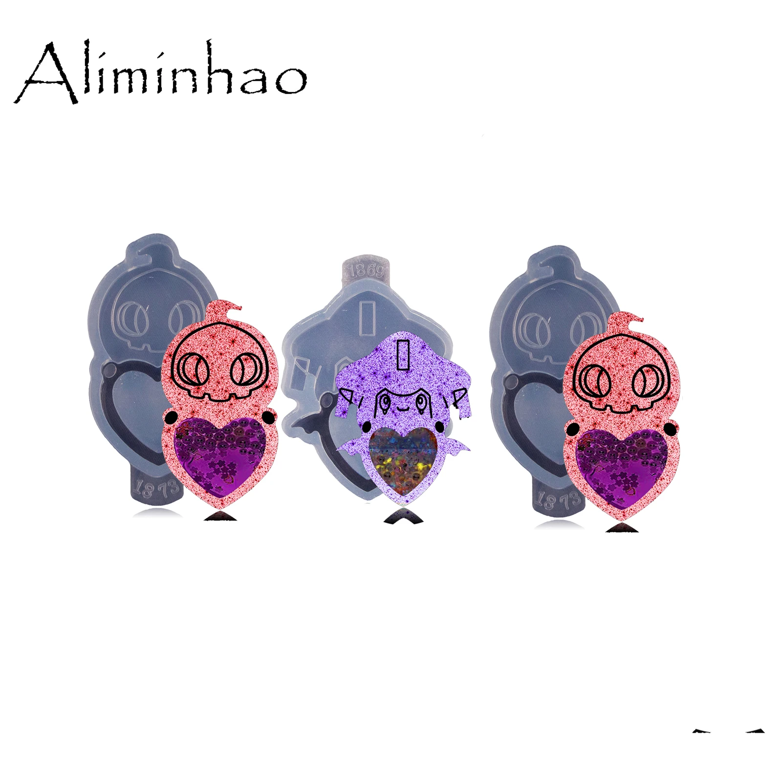 DY1853 Anime Animal with Heart Resin Shaker Molds Jewellery DIY Keychain Making Pendant Casting Mold
