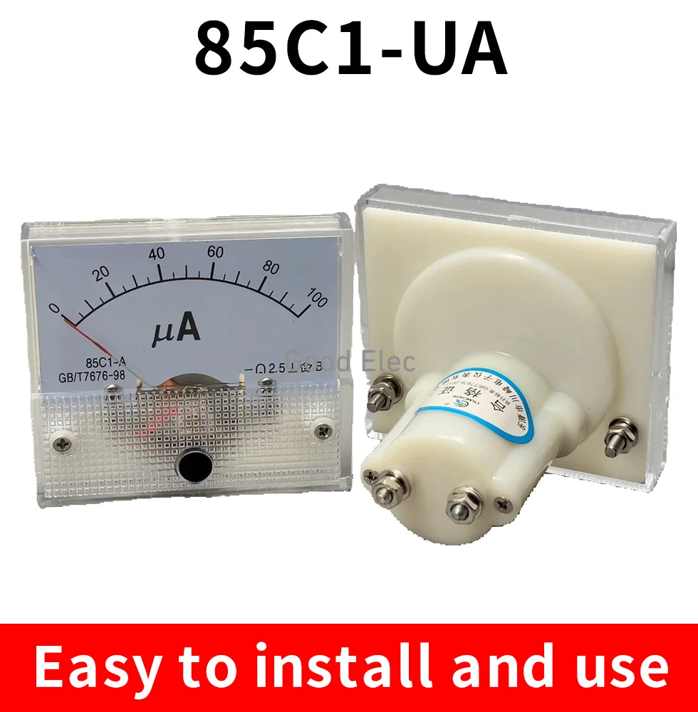 85C1 Ammeter dc Analog Current Meter Panel Mechanical Pointer Type 50UA 100UA 200UA 300UA 400UA 500UA