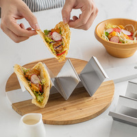 1Pc Stainless Steel W-shaped Tacos Holder Frame Mexican Pancake Rack Corn Hot Dog Spring Roll Rack Tray Plate Cake Toast Holder