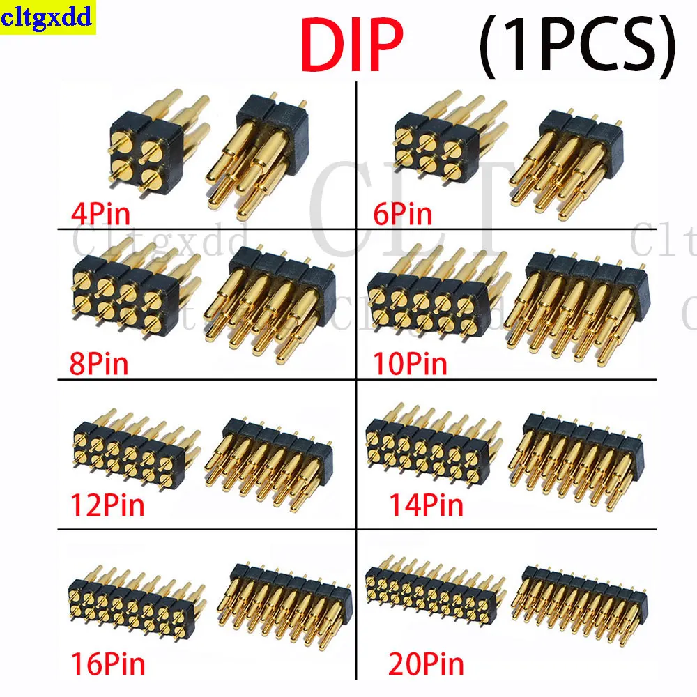 Cltgxdd 1piece Spring-Loaded Pogo Pin Connector Plug4/6/8/10/12/14/16/20-Pin Dual-Row Surface-Mount (SMT) Dual In-Line Package
