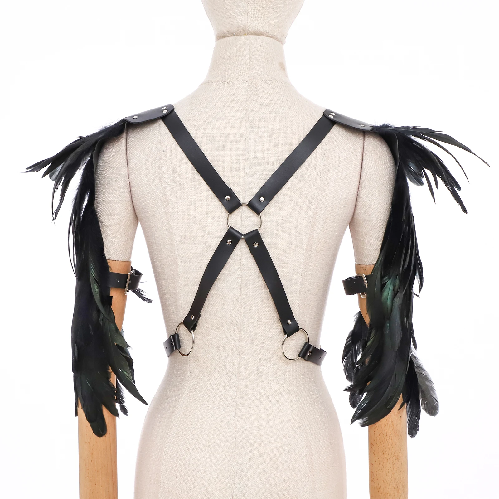 Steampunk Roman Gladiator Shoulder Armor Leather Helmet Feather Strap Shawls Men Halloween Viking Knight Samurai Cosplay Costume