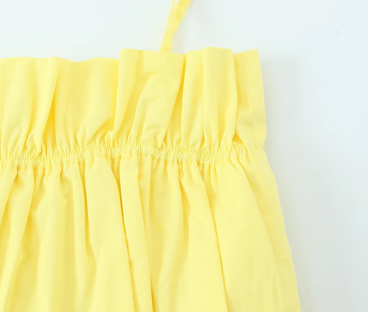 Zevity Nuove Donne Chic Spaghetti Strap Pieghe Increspature Popeline Giallo Grembiule Camicetta Stile Torta Femminile Camicia Blusas Crop Top LS9319