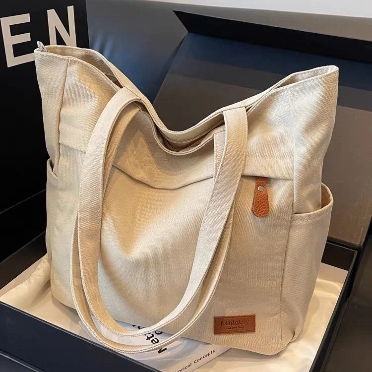 

Большая вместительная холщовая сумка-тоут, повседневная сумка на одно плечо для студентов и женщин, летняя новинка, сумка-хобо.