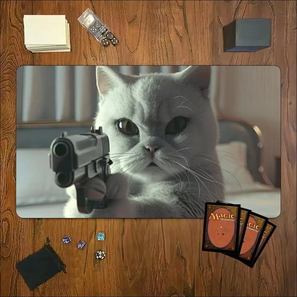 Jumbo Oversized Mouse Pad Cartoon White Cat Gaming Desk Mat Ultra Smooth Surface Stitched Edge Premium Cloth Cool Cat Pick TCG