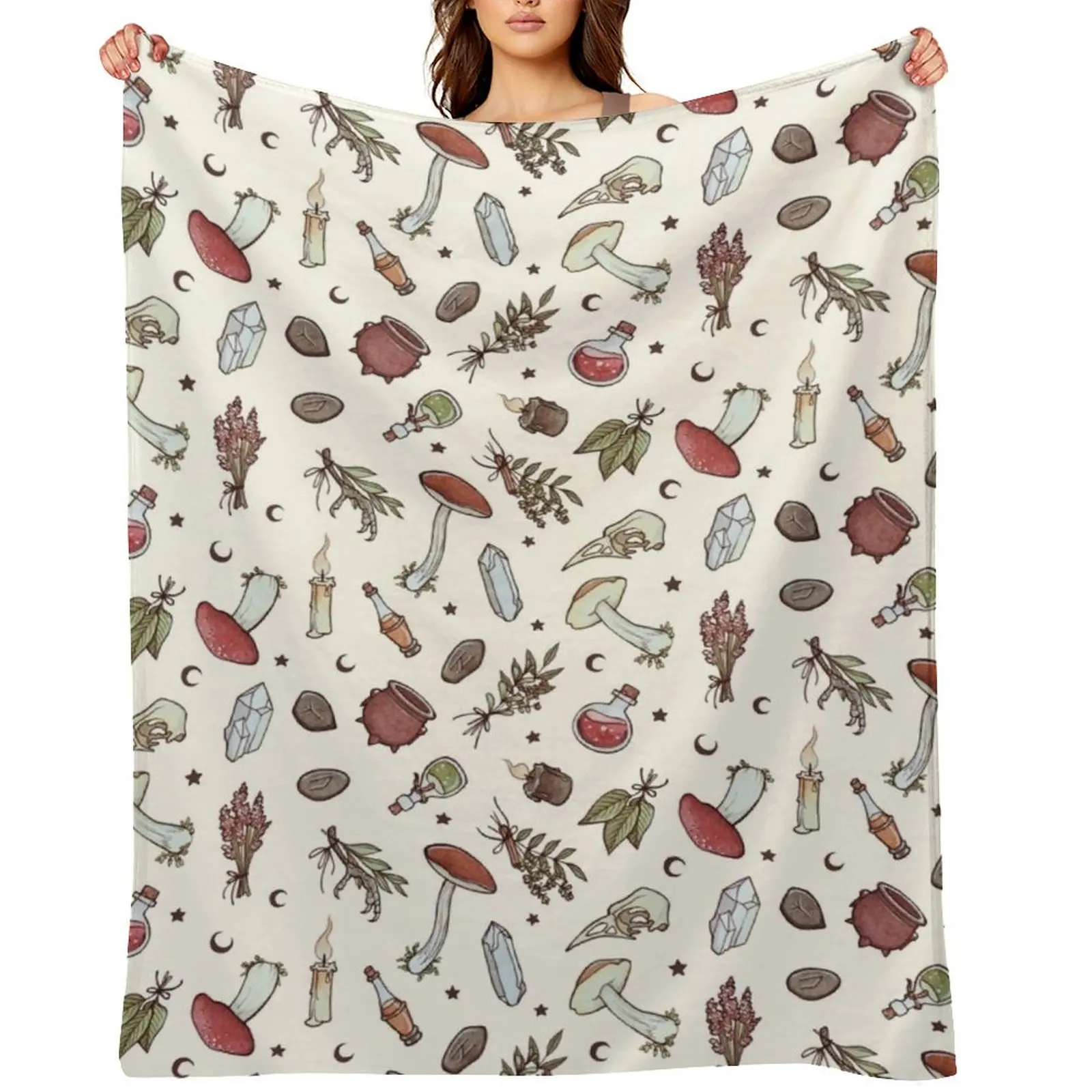 Witchy Pattern Light Throw Blanket Soft Plaid for babies Decorative Sofas Thermal Blankets