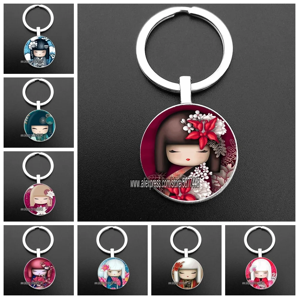 Cute Japanese Girl Face Keychain Lovely Anime Doll Face Women Car Key Ring Holder Bag Charm Pendant Best Friend Gift