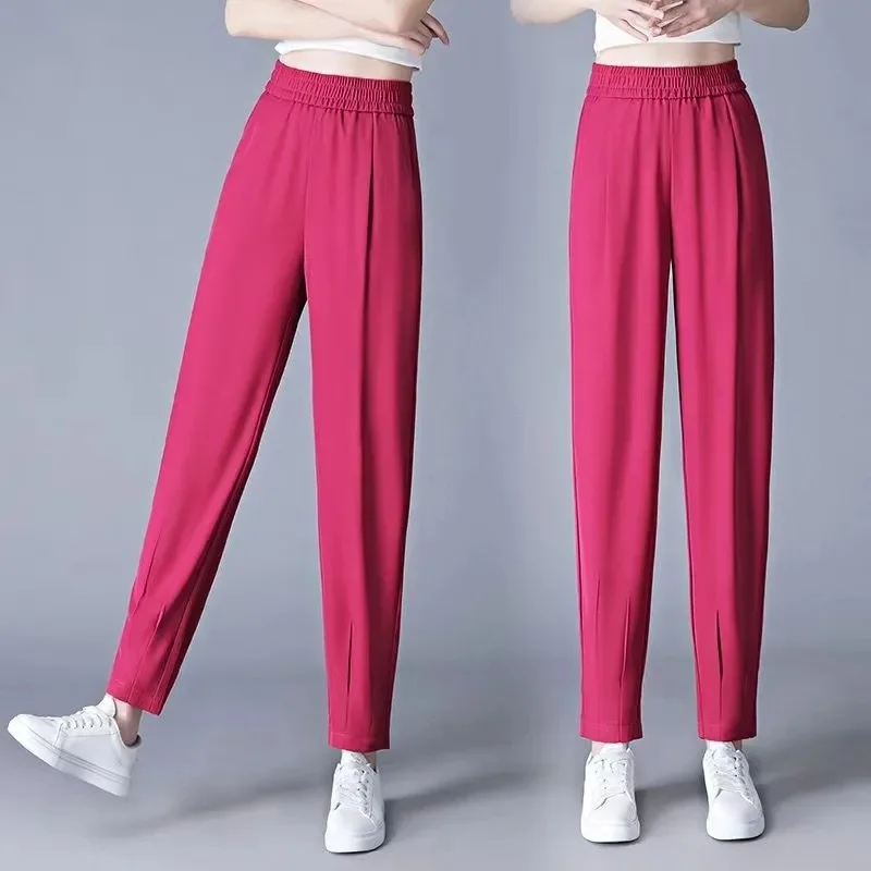 

Harun Trousers Women Slim Large Size 6XL Shaking Pants Female Spring Summer 2023 Elastic Waist Joker Leisure Suit Pants Ladies