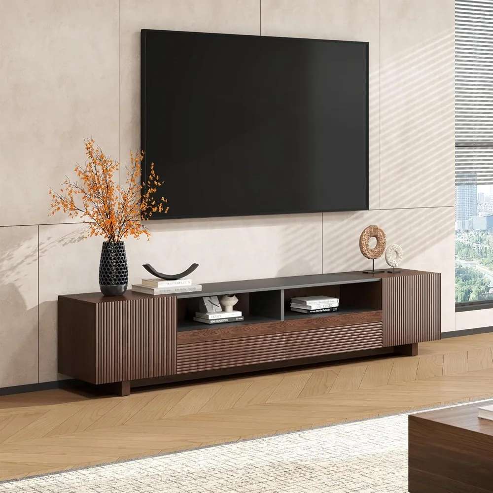 

78.8 Inch TV Stand with Storage Cabinets for Living Room, TVs Media Console Entertainment Center with Drawers, Wood Fluted